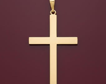 14k Gold 3-D Kreuz Anhänger - Made in Italy (6,3 cm)