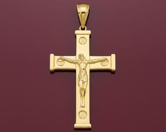 14k Gold 3-D Kruzifix Anhänger - Made in Italy (2,1 ”)