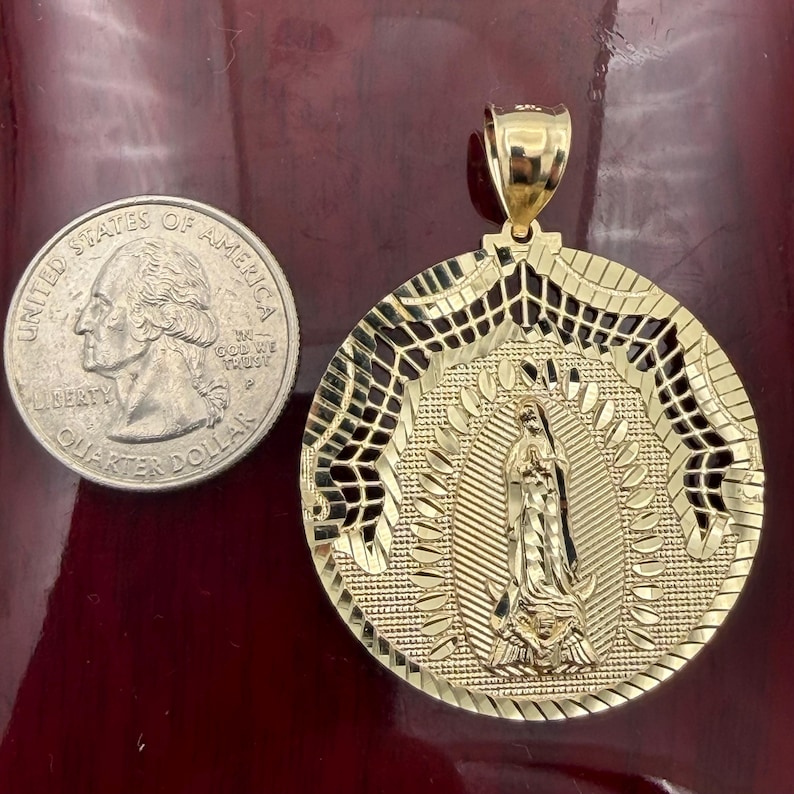14k Gold Virgin Mary Pendant // Gold Our Lady of Guadalupe Pendant - Etsy
