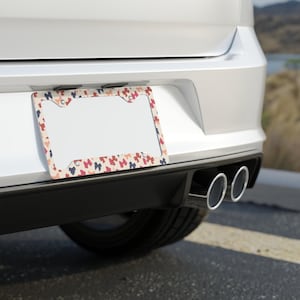 Charming Floral Metal License Plate Frame, Car Accessory, Personalized Gift, Home Decor, Unique Car Decor, Birthday Gift