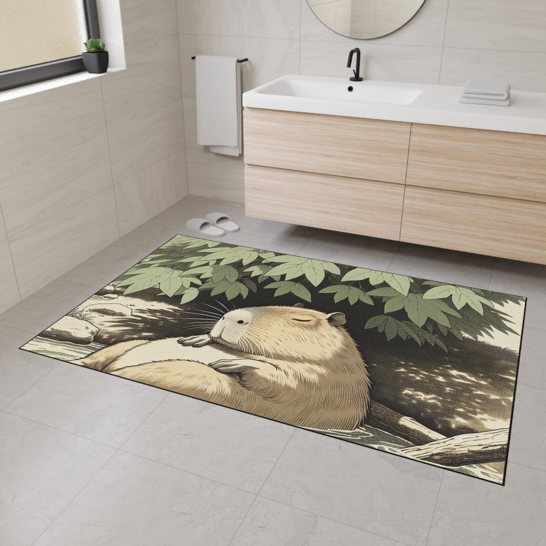 Capybara Rug Rectangle Capybara Floor Mat: Nature-inspired Indoor Rug, Non-slip Entryway Decor ...