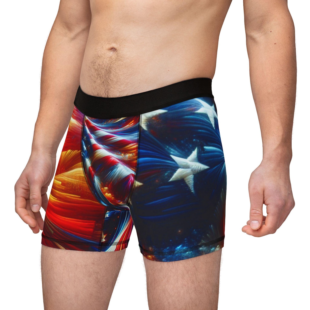 July 4th Party Patriotic Men's Boxers, American Flag Und…
