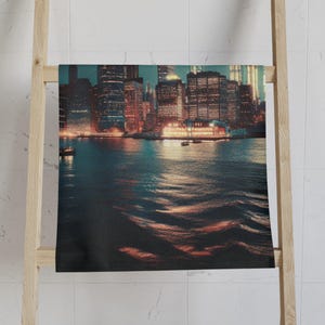 Cityscape Hand Towel - Nighttime Skyline Towel for Home Decor, Gift for City Lovers, Kitchen Towel, Decorative Bath Towel, Urban Vibes