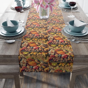 Autumn Harvest Table Runner, Cozy Fall Decor, Thanksgiving Tabletop, Rustic Dining Accessories, Holiday Entertaining, Farmhouse Style