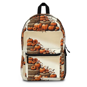 Autumn Pumpkin Backpack, Cute Fall School Bag, Harvest Tote, Seasonal Travel Backpack, Pumpkin Spice Gift