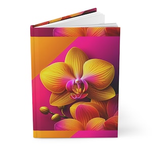 Orchid Hardcover Journal, Orchid Design Notebook, Gift for Writers, Floral Diary, Personal Organizer, Art Journal