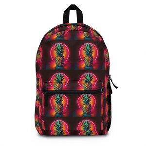 Tropical Neon Pineapple Backpack, Stylish Everyday Backpack, Summer Vibes, Gift for Students, Hiking Bag, Pineapple Lover&#39;s Accessory