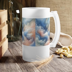 Artistic Frosted Glass Beer Mug: Vibrant Home Bar Decor