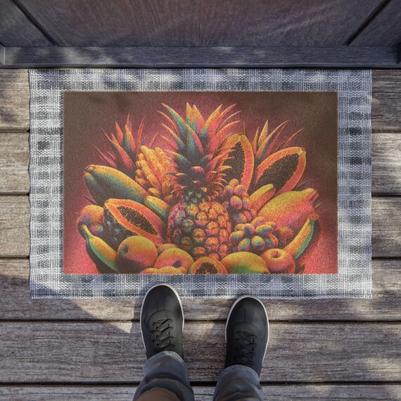 Tropical Fruit Coir Doormat: Vibrant Summer Welcome Mat