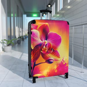 Vibrant Floral Suitcase - Travel Luggage, Floral Travel Case, Vacation Bag, Stylish Carry-On, Colorful Travel Gear