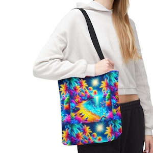 Tropical Paradise Tote Bag: Colorful Beach Vibes, Durable Polyester