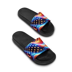 American Flag Slide Sandals: Patriotic 4th of July Summer Footwear