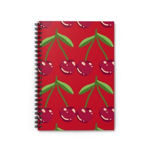 Spiralblock mit Kirsche - Süßes Journal für Notizen, Geschenke, Schule, Briefpapier, Schulanfang, Kirschliebhaber