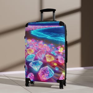 Neon Diamonds Suitcase: Stylish Polycarbonate Travel Luggage