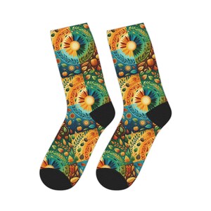 Bohemian Crew Socks: Colorful Art-Inspired Polyester Mid-Length Socks