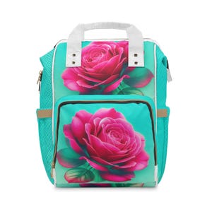 Mochila para pañales con diseño floral y diseño de rosas, ideal para mamás, portabebés moderno y regalo para nuevas mamás.