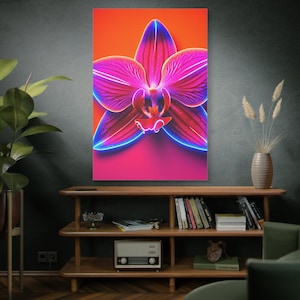 Neon Orchideen Leinwanddruck: Lebendige florale Wandkunst