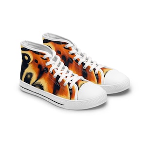 Bold Tiger Print Sneakers for Women, Trendy High Top Shoes, Casual Footwear, Fashion Statement, Unique Gifts