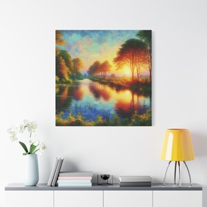 Vibrant Landscape Canvas Art, Nature Wall Decor, Home Office Decor, Gift for Nature Lovers, Colorful Sunset Print, Artistic Wall Hanging