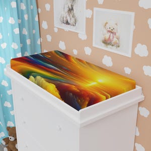 ハッピーベビーチェンジングパッドカバー、カラフルなベビールームデコレーション、モダンなベビーシャワーギフト、ユニークなベビー寝具、幼児の部屋の必需品