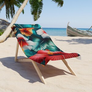 Tropical Floral Beach Towel - Summer Essentials, Poolside Relaxation, Vacation Gift, Beach Day, Holiday Accessory