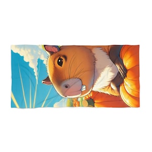 Cute Capybara Beach Towel, Fun Animal Towel, Colorful Summer Accessory, Perfect for Beach Days, Gift for Animal Lovers