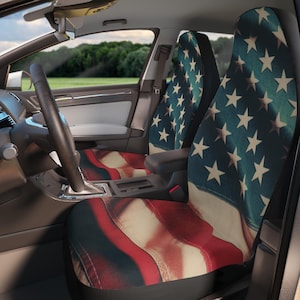 Patriotic Car Seat Covers - USA Flag Design, Vehicle Accessories, Auto Decor, Gifts for Veterans, Memorial Day, Independence Day