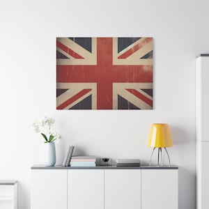 Vintage UK Flag Canvas Wall Art: British Home Decor