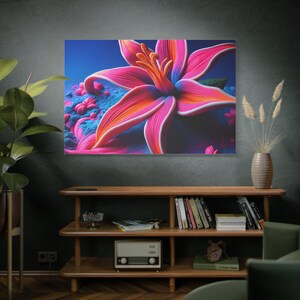Vibrant Floral Canvas Art, Colorful Wall Decor, Modern Home Accent, Gift for Flower Lovers, Vibrant Art Piece