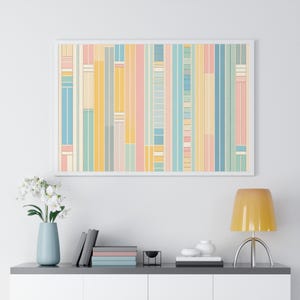 Póster abstracto enmarcado: arte mural moderno en tonos pastel, decoración para el hogar y la oficina