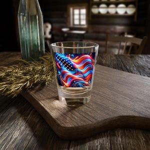 Vibrant American Flag Shot Glass | Patriotic Party Favor, Independence Day Decor, Barware Collection, Celebration Souvenir