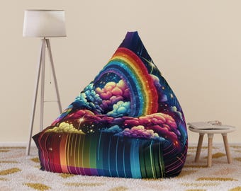 Rainbow Bean Bag Chair Cover: Colorful Lounge Decor, Cozy Accent