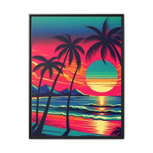 Vibrant Sunset Canvas Art: Tropical Beach House Decor