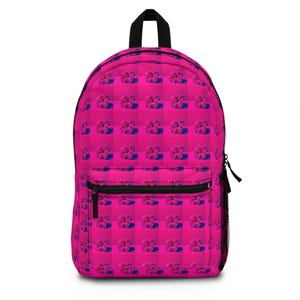 Hot Pink Hibiscus Backpack: Floral Print School Travel Rucksack