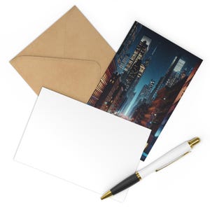 Jeu de cartes postales paysage urbain, vues urbaines nocturnes, impressions d'art pour décoration d'intérieur, cadeau pour voyageur, papeterie unique