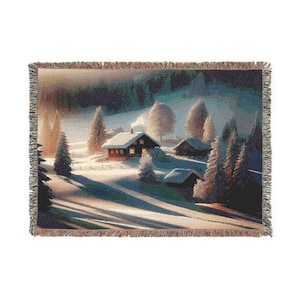 Winter Cabin Cozy Woven Blanket, Rustic Home Decor, Warm Throw for Winter, Perfect Gift for Nature Lovers, Cozy Nights, Cabin Vibes