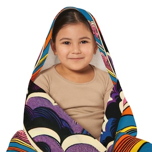 Kids Hooded Towel: Colorful Cloud Design, Absorbent Cotton Terry