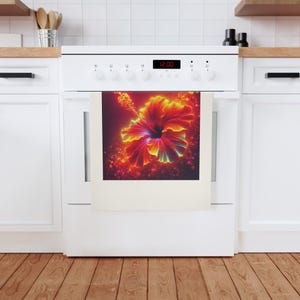 Hibiscus Cotton Tea Towel: Tropical Floral Kitchen Decor