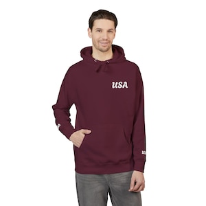 Unisex Fleece Hoodie, Casual USA Sweatshirt, Cozy Gift for Friends, Comfortable Layering, Perfect for Holidays, Everyday Style
