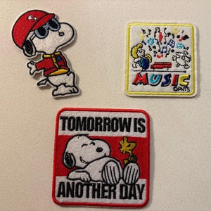 Set of 3 - Peanuts Snoopy Embroidered Patches