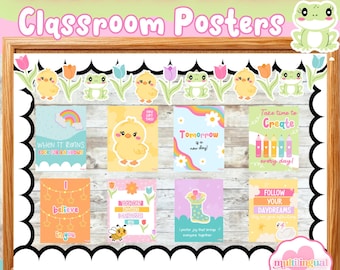 Póster motivacional de primavera para el aula (SEL/ Español e inglés/ Decoración adorable)