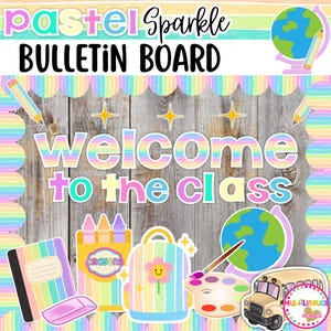 Back to School Bulletin Board|Pastel Sparkle Theme |Spanish&English|Classroom Decor