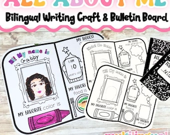 Kit imprimible para tablón de anuncios "Todo sobre mí", actividad para la primera semana de clases, entrevista de regreso a clases, español e inglés (PDF)