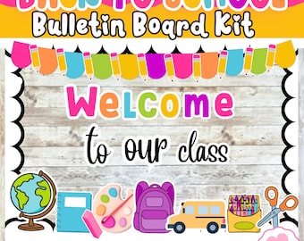 Tablero de anuncios bilingüe para la vuelta al cole / Decoración de aula alegre y colorida