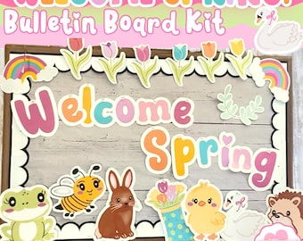 Kit para tablón de anuncios de primavera / Decoración bilingüe de Pascua para el aula (descarga en PDF)