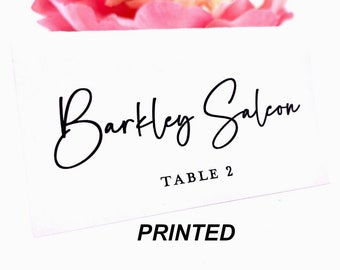 Personalized Wedding Place Cards | Script Name, Table Number