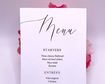 Printed Menu Cards | Dinner Menu | Personalized Menu Cards | Wedding Reception Menu | Rehearsal Dinner Menu | Table Menu Cards |Wedding Menu