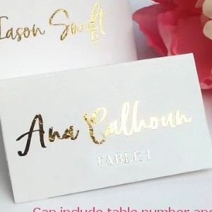 Gold Foil Wedding Place Cards Place Cards Escort Cards Wedding Name Cards Tent Cards Dinner Place cardsGold place cardsCalligraphy image 1