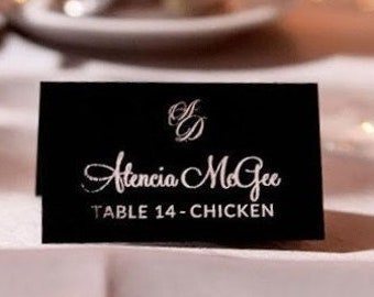 Place Cards Wedding | Place Card | Wedding Name Card | Wedding Place Card | Placecard | Escort Card | Name Card | Black and Silver Gold Foil