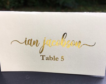 Full name place cards gold foiled silver rose gold